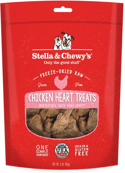 Stella & Chewy's Chicken Hearts Freeze-Dried Raw Dog Treats, 3-oz bag slide 1 of 2