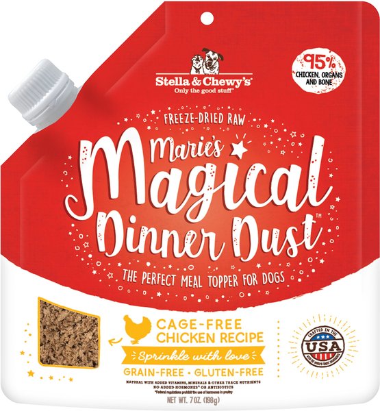 Stella & Chewy's Marie's Magical Dinner Dust Freeze-Dried Raw Cage-Free Chicken Dog Food Topper, 7-oz bag slide 1 of 4