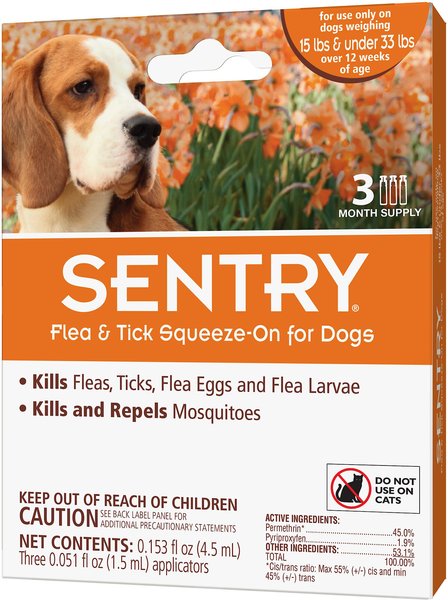 Sentry Flea & Tick Spot Treatment for Dogs, 15-33 lbs, 3 Doses (3-mos. supply) slide 1 of 3