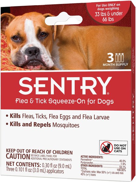 Sentry Flea & Tick Spot Treatment for Dogs, 33-66 lbs, 3 Doses (3-mos. supply) slide 1 of 3