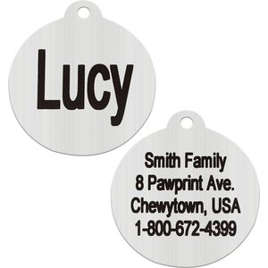 Frisco Brushed Stainless Steel Tag, Round, Silver, Small