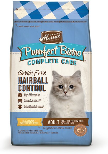 MERRICK Purrfect Bistro Complete Care Grain Free Hairball Control Chicken Sweet Potato Recipe Dry Cat Food 12 lb bag Chewy