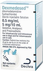 Dexmedesed (dexmedetomidine hydrochloride) Injectable Solution for Dogs & Cats, 0.5-mg/mL, 10-mL vial