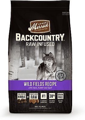 Merrick Backcountry Raw Infused Grain Free Wild Fields Recipe Duck Rabbit Quail Dry Dog Food