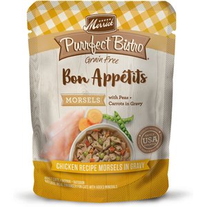 Merrick Purrfect Bistro Bon Appetits Grain-Free Chicken Recipe Morsels in Gravy Adult Cat Food Pouches, 3-oz, case of 24