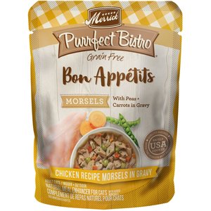 Merrick Purrfect Bistro Bon Appetits Grain-Free Chicken Recipe Morsels in Gravy Adult Cat Food Pouches