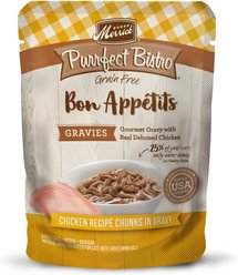 Merrick Purrfect Bistro Bon Appetits Grain-Free Chicken Recipe Chunks in Gravy Adult Cat Food Pouches, 3-oz, case of 24