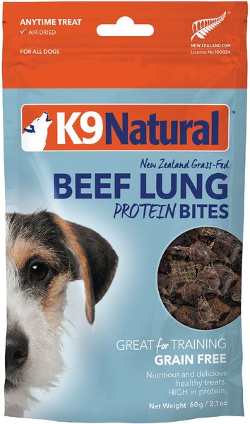 K9 Natural Beef Lung Protein Bites Air-Dried Dog Treats, 2.1-oz bag slide 1 of 3