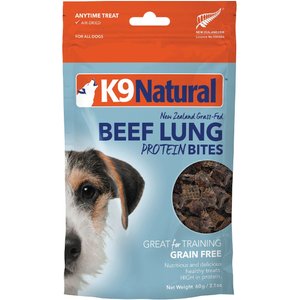 K9 Natural Beef Lung Protein Bites Air-Dried Dog Treats, 2.1-oz bag