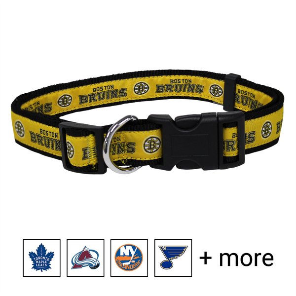 Pets First NHL Nylon Dog Collar, Boston Bruins, Large: 18 to 28-in neck, 1-in wide slide 1 of 4
