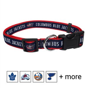 Pets First NHL Nylon Dog Collar, Columbus Blue Jackets, Small: 8 to 12-in neck, 3/8-in wide