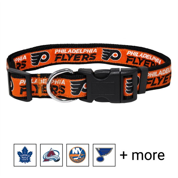 Pets First NHL Nylon Dog Collar, Philadelphia Flyers, Large: 18 to 28-in neck, 1-in wide slide 1 of 4