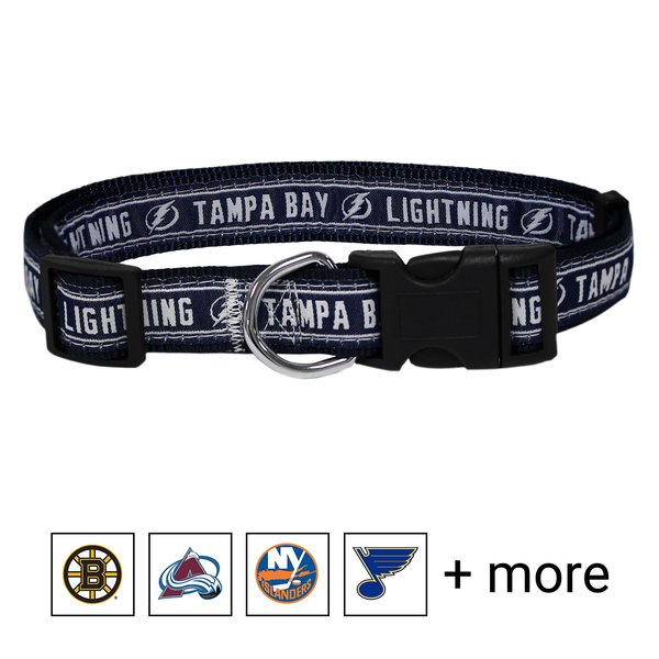 Pets First NHL Nylon Dog Collar, Tampa Bay Lightning, Large: 18 to 28-in neck, 1-in wide slide 1 of 4