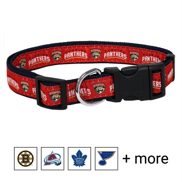 Pets First NHL Nylon Dog Collar, Florida Panthers, Large: 18 to 28-in neck, 1-in wide slide 1 of 4
