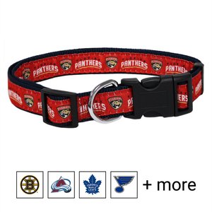 Pets First NHL Nylon Dog Collar, Florida Panthers, Large: 18 to 28-in neck, 1-in wide