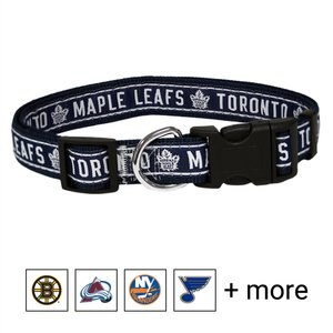 Pets First NHL Nylon Dog Collar, Toronto Maple Leafs, Large: 18 to 28-in neck, 1-in wide