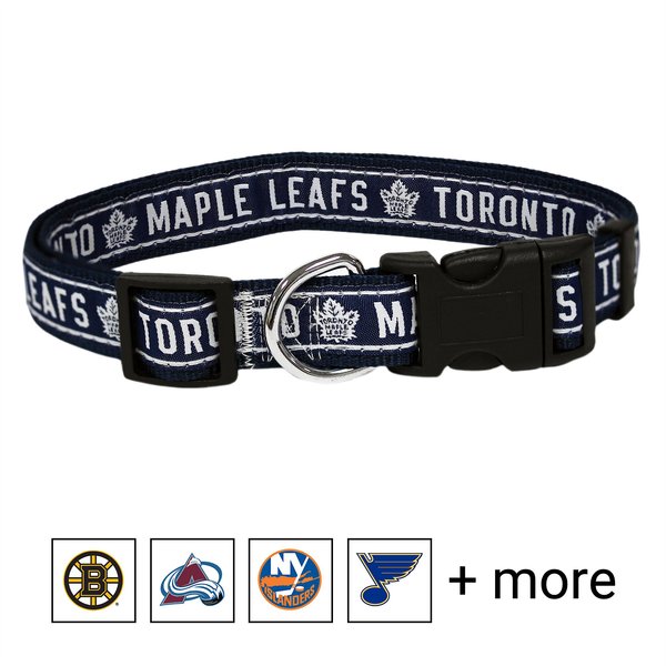 Pets First NHL Nylon Dog Collar, Toronto Maple Leafs, Medium: 12 to 18-in neck, 5/8-in wide slide 1 of 4