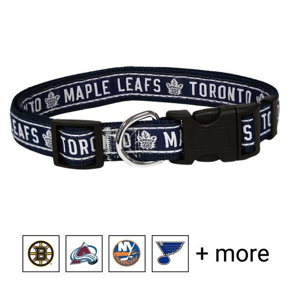 Pets First NHL Nylon Dog Collar, Toronto Maple Leafs, Small: 8 to 12-in neck, 3/8-in wide slide 1 of 4