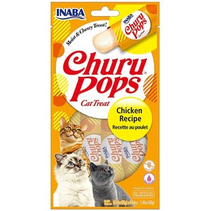 Inaba Churu Pops Moist & Chewy Chicken Recipe Lickable Cat Treats, 0.54-oz tube, pack of 24