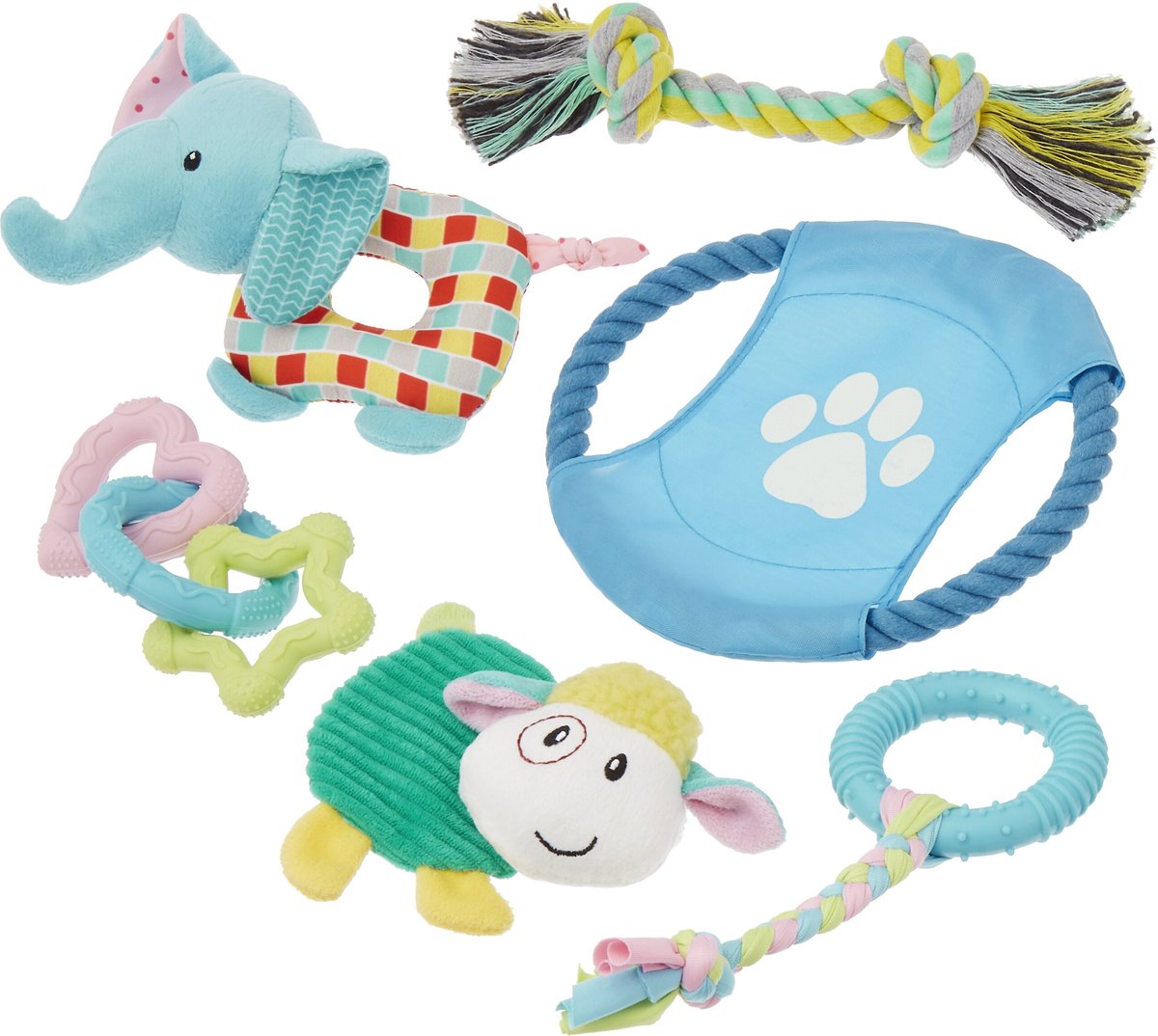 Frisco Little Friends Plush, Flyer & TPR Variety Pack Dog Toy