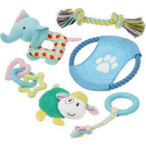 Frisco Little Friends Plush, Flyer & TPR Variety Pack Puppy Toy, 6 count