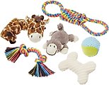 Frisco Jungle Pals Plush & Rope Variety Pack Dog Toy, Small/Medium, 6 count