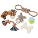 Frisco Jungle Pals Plush & Rope Variety Pack Dog Toy, Small/Medium, 6 count