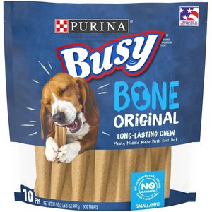 Busy Bone Original Long-Lasting Real Meat Small/Medium Dog Treats, 10 count