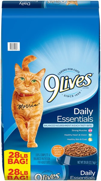 9 Lives Daily Essentials with Chicken, Beef & Salmon Flavor Dry Cat Food, 28-lb bag slide 1 of 2