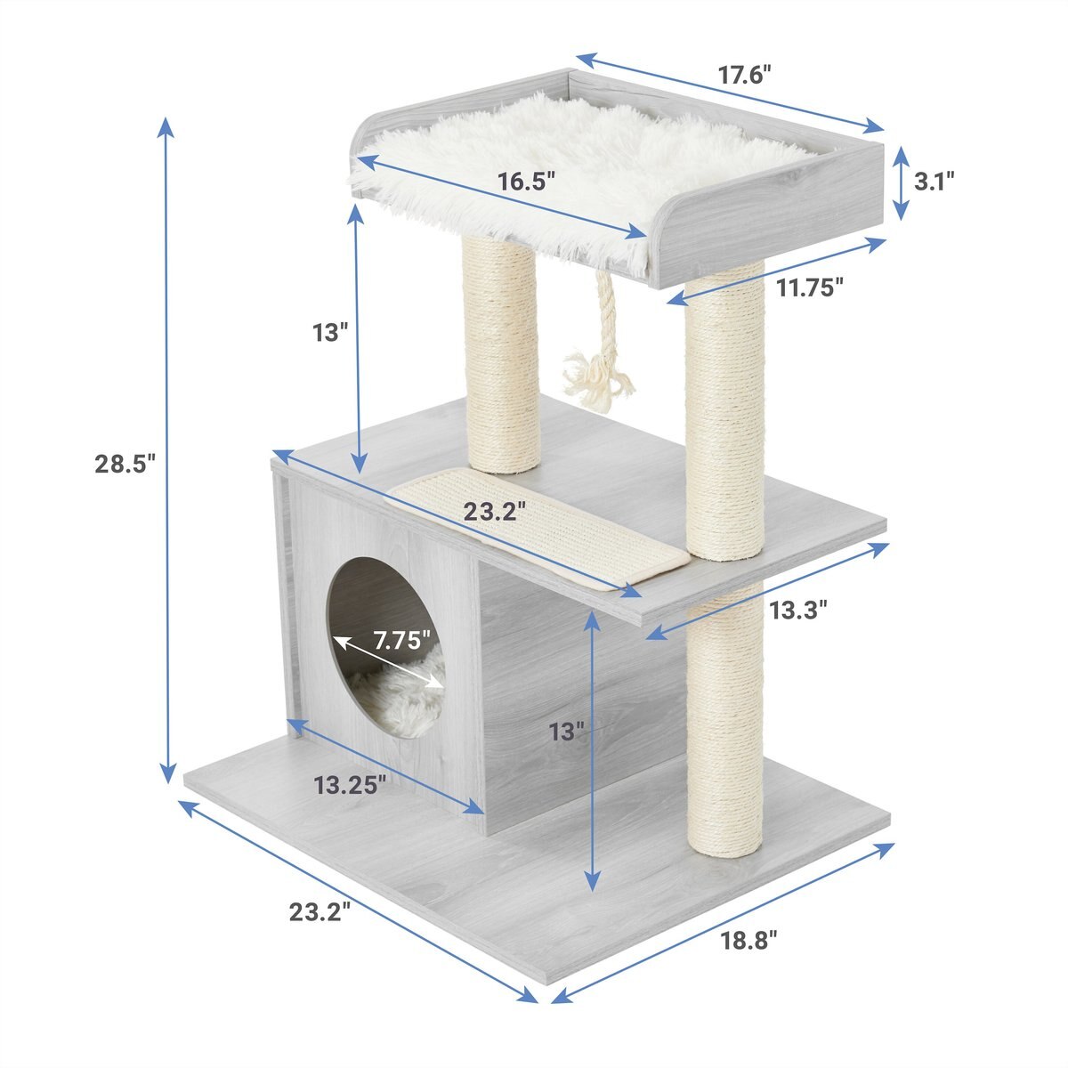 FRISCO 28.5in Modern Cat Tree & Condo, Gray