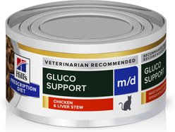 Hill's Prescription Diet m/d GlucoSupport Chicken & Liver Stew Canned Cat Food, 2.9-oz, case of 24