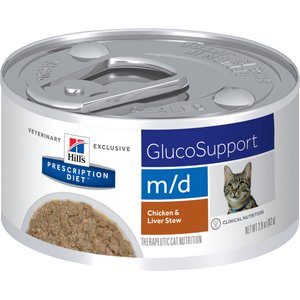 Hill's Prescription Diet m/d GlucoSupport Chicken & Liver Stew Canned Cat Food, 2.9-oz, case of 24