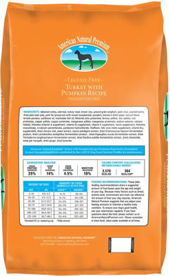 Show full view: American Natural Premium Turkey with Pumpkin Recipe Legume-Free Premium Dry Dog Food, 33-lb bag slide 3 of 7