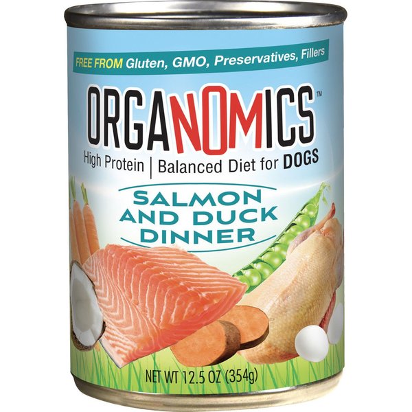 ORGANOMICS Salmon & Duck Dinner GrainFree Pate Wet Dog Food, 12.8oz can, case of 12