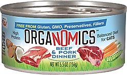 OrgaNOMics Beef & Pork Dinner Grain-Free Pate Wet Cat Food, 5.5-oz can, case of 24