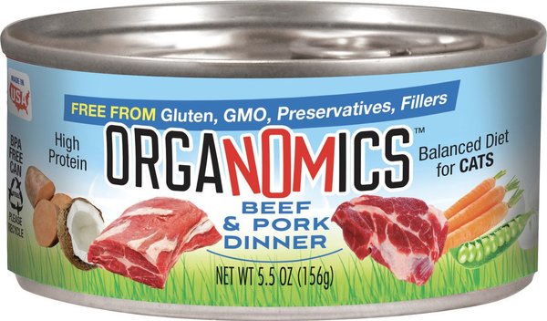 OrgaNOMics Beef & Pork Dinner Grain-Free Pate Wet Cat Food, 5.5-oz can, case of 24 slide 1 of 5