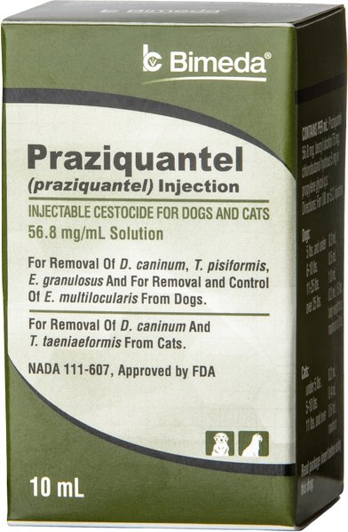 Praziquantel (Generic) Injectable Solution for Dogs & Cats, 10-mL vial slide 1 of 5