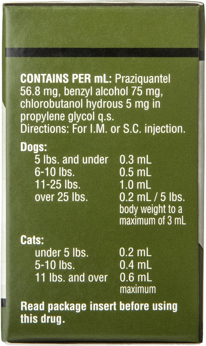 Praziquantel injection clearance for cats