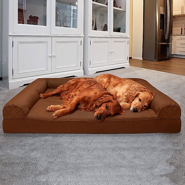FURHAVEN Quilted Full Support Orthopedic Sofa Dog & Cat Bed, Toasted