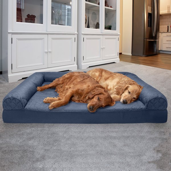 FurHaven Quilted Orthopedic Sofa Cat & Dog Bed with Removable Cover, Navy, Jumbo Plus slide 1 of 10