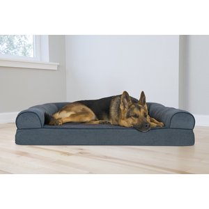 FurHaven Faux Fleece Orthopedic Bolster Cat & Dog Bed with Removable Cover, Orion Blue, Jumbo
