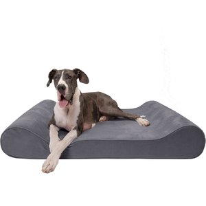 FurHaven Microvelvet Luxe Lounger Orthopedic Cat & Dog Bed w/Removable Cover, Gray, Giant