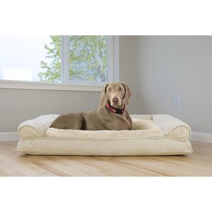 FurHaven Plush & Suede Bolster Dog Bed w/Removable Cover, Clay, Jumbo
