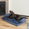 FurHaven Comfy Couch Orthopedic Bolster Dog Bed with Removable Cover, Diamond Blue, Large