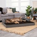 FurHaven Comfy Couch Orthopedic Bolster Dog Bed with Removable Cover, Diamond Brown, Jumbo Plus