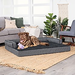 FurHaven Comfy Couch Orthopedic Bolster Dog Bed with Removable Cover, Diamond Gray, Jumbo Plus