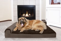 FurHaven Plush Deluxe Chaise Orthopedic Cat & Dog Bed with Removable Cover, Sable Brown, Jumbo Plus