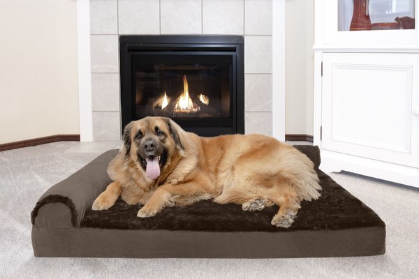 FurHaven Plush Deluxe Chaise Orthopedic Cat & Dog Bed w/Removable Cover, Sable Brown, Jumbo Plus slide 1 of 10