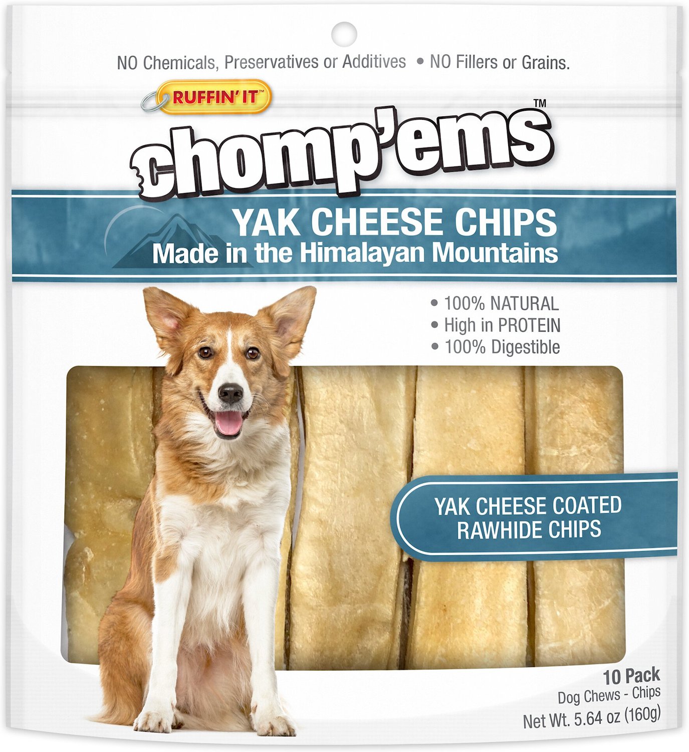 RUFFIN' IT Chomp'ems Yak Cheese Chips Premium Natural Chews Dog Treats