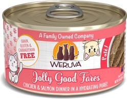 Weruva Classic Cat Jolly Good Fares Chicken & Salmon Pate Canned Cat Food, 3-oz can, case of 12